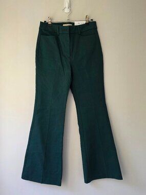 LOFT Sutton High Rise Flare Trouser Pants Size 2 Petite Dark Teal Green NEW